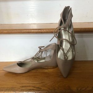 UNWORN Nude Saks Fith Ave Lace Up Flats
